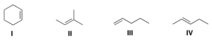Which of the following alkenes undergoes allylic bromination to form a single monobrominated product?   A)  I B)  II C)  III D)  IV