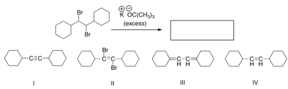 What is the product of the following reaction?   A)  I B)  II C)  III D)  IV