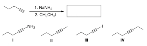 What is the major organic product of the following reaction?   A)  I B)  II C)  III D)  IV