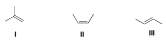 Rank the following isomers in order of increasing boiling point, putting the least first.   A)  I < II < III B)  I < III < II C)  II < III < I D)  II < I < III