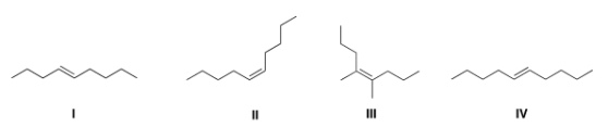 Which of the following compounds has the highest boiling point?   A)  I B)  II C)  III D)  IV
