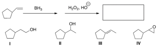 Predict the major product of the following reaction.   A)  I B)  II C)  III D)  IV
