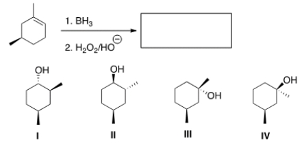Predict the product(s)  of the following reaction.   A)  Only I and II B)  Only I and III C)  Only II and III D)  Only III and IV