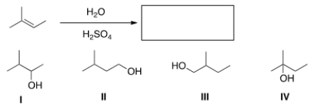 Predict the major product of the following reaction.   A)  I B)  II C)  III D)  IV