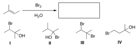 What is the major product obtained from the following reaction?   A)  I B)  II C)  III D)  IV