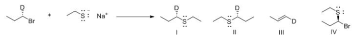 What is the major organic product of the following reaction?   A) I B) II C) III D) IV