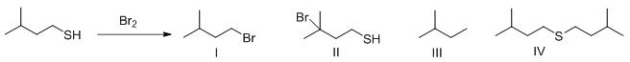 What is the major organic product of the following reaction?   A) I B) II C) III D) IV