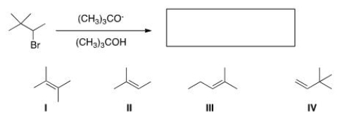 What is the major product of the following reaction?   A) I B) II C) III D) IV