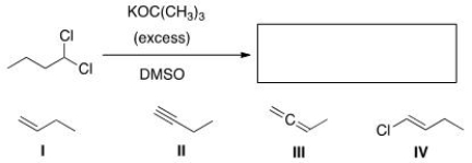 What is the product of the following reaction?   A) I B) II C) III D) IV