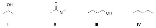 Which of the following is a polar aprotic solvent?   A) I B) II C) III D) IV