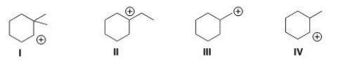 Which of the following carbocations is the most stable?   A) I B) II C) III D) IV