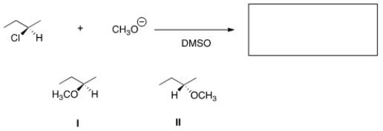 What is the product of the nucleophilic substitution reaction shown below?   A) Only I B) Only II C) I and II D) None