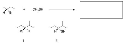 What is the product of the nucleophilic substitution reaction shown below?   A) Only I B) Only II C) I and II D) None