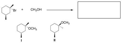 What is the product of the nucleophilic substitution reaction shown below?   A) Only I B) Only II C) I and II D) None