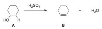 What kind of reaction does the conversion of A to B represent?   A) Addition reaction. B) Elimination reaction. C) Substitution reaction. D) Oxidation-reduction reaction.