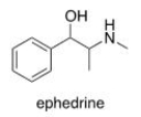 How many stereogenic centers are present in ephedrine, a bronchodilator and decongestant?   A) 0 B) 1 C) 2 D) 3
