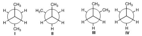 Which of the following is not a conformer of butane?   A) I B) II C) III D) IV