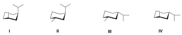 Which of the following is the most stable conformation of trans-1-isopropyl-3-methylcyclohexane?   A) I B) II C) III D) IV