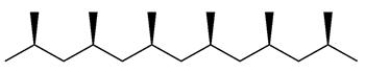 Which of the following best describes the polymer chain shown below?   A) Atactic polypropylene B) Isotactic polypropylene C) Syndiotactic polypropylene D) Cross-linked polypropylene