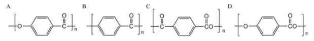 Which of the following is the repeating unit of the polymer formed in the polymerization of p-hydroxybenzoic acid?   A) A B) B C) C D) D