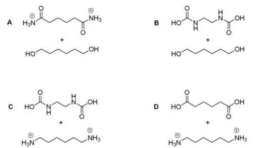 Which of the following sets of products results if nylon 66 is treated with sulfuric acid?   A) A B) B C) C D) D