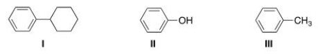 Which of the following molecules are aromatic hydrocarbons?   A) I B) II C) III D) I and III