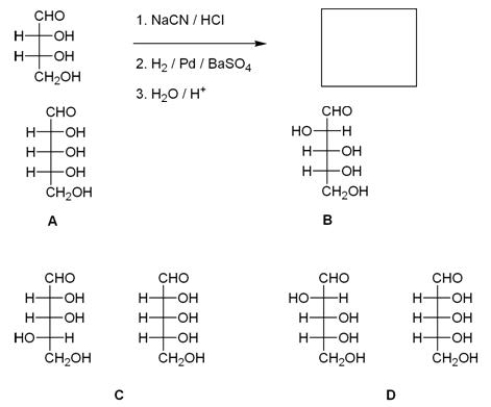What are the products of the following reaction?   A) A B) B C) C D) D