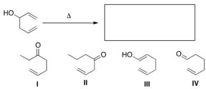 What is the major organic product of the following oxy-Cope rearrangement?   A) I B) II C) III D) IV