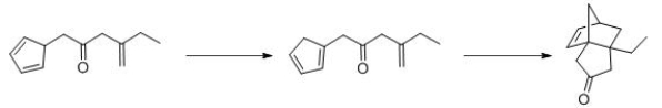 <sup> </sup>Consider the following reaction sequence.What is the correct classification of the second reaction in the sequence?   A) [2 + 2] Cycloaddition B) [6 + 4] Cycloaddition C) [4 + 4] Cycloaddition D) [4 + 2] Cycloaddition
