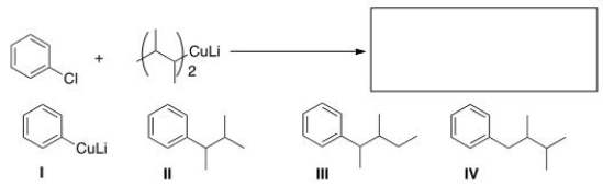 What is the major organic product of the following reaction?   A) I B) II C) III D) IV