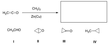What is the major organic product of the following reaction?   A) I B) II C) III D) IV