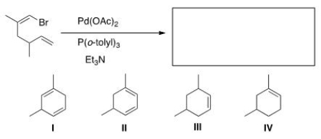 Identify the structure of the major organic product that results from the following reaction.   A) I B) II C) III D) IV