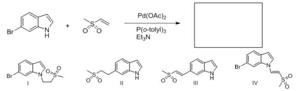 Identify the structure of the major organic product that results from the following reaction.   A) I B) II C) III D) IV