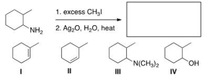 Predict the major organic product of the following reaction.   A) I B) II C) III D) IV