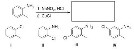 Predict the major product of the following reaction.   A) I B) II C) III D) IV