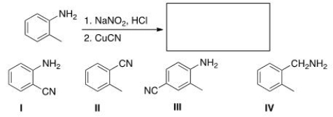 Predict the major product of the following reaction.   A) I B) II C) III D) IV