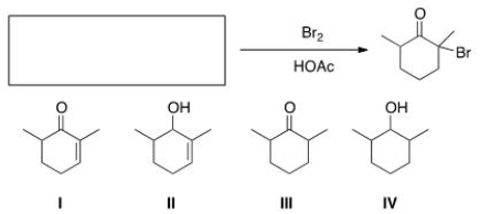 What is the starting material for the following reaction?   A) I B) II C) III D) IV