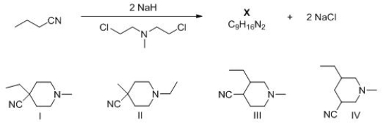 What is the structure of X, product of the following reaction?   A) I B) II C) III D) IV