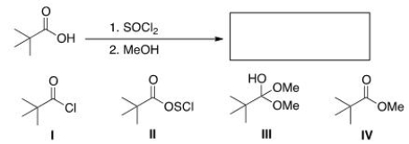 What is the product of the following reaction?   A) I B) II C) III D) IV