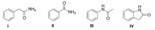 Draw the structure of N-phenyl acetamide.   A) I B) II C) III D) IV
