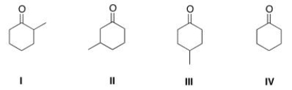 What is the structure of 3-methylcyclohexanone?   A) I B) II C) III D) IV