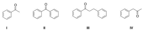 What is the structure of benzophenone?   A) I B) II C) III D) IV