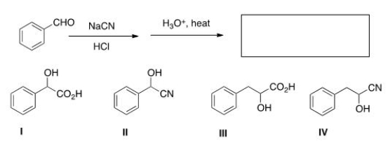 What is the product of the following sequence of reactions?   A) I B) II C) III D) IV