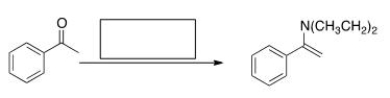 What is the missing reagent in the reaction below?   A) Ethyl amine, mild acid B) Diethylamine, mild acid C) Diethylamine, strong acid D) Diethylamine, NaOMe