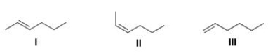 Which of the following products is (are)  formed by Wittig reaction of CH<sub>3</sub>CH<sub>2</sub>CH<sub>2</sub>CHO with Ph<sub>3</sub>P = CHCH<sub>3</sub>?   A) Only I B) Only II C) Only III D) Only I and II