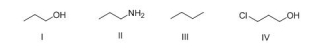 What is the correct rank of the following compounds in order of increasing acidity?   A) I > II > III > IV B) IV > III > II > I C) IV > I > II > III D) III > I > IV > II