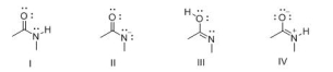 Consider the following structures I-IV.Which two species represent a conjugate acid-base pair?   A) I and II B) I and III C) I and IV D) II and III