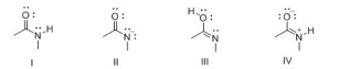 Consider the following structures I-IV.Which two species represent constitutional isomers?   A) I and II B) I and III C) I and IV D) II and IV