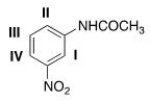 <sup> </sup>What will be the site that leads to the major mono substitution product for an electrophilic aromatic substitution reaction of the following compound?   A) I B) II C) III D) IV