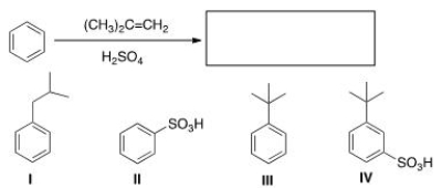 <strong>What is the major organic product obtained from the following reaction?  </strong> A)I B)II C)III D)IV <div style=padding-top: 35px> 
